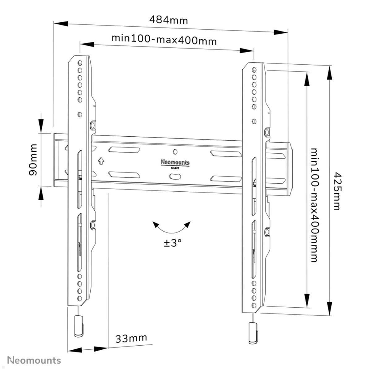 Neomounts WL30S-850BL14 flache TV Wandhalterung 32-75 Zoll, schwarz Maße