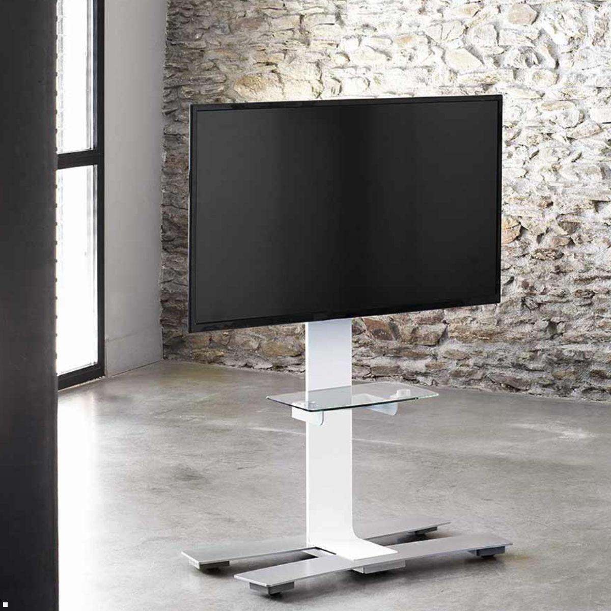 Erard WILL 1050 L mobiler TV Standfuß mit Ablage 30-65 Zoll, weiß, Anwendungsbeispiel