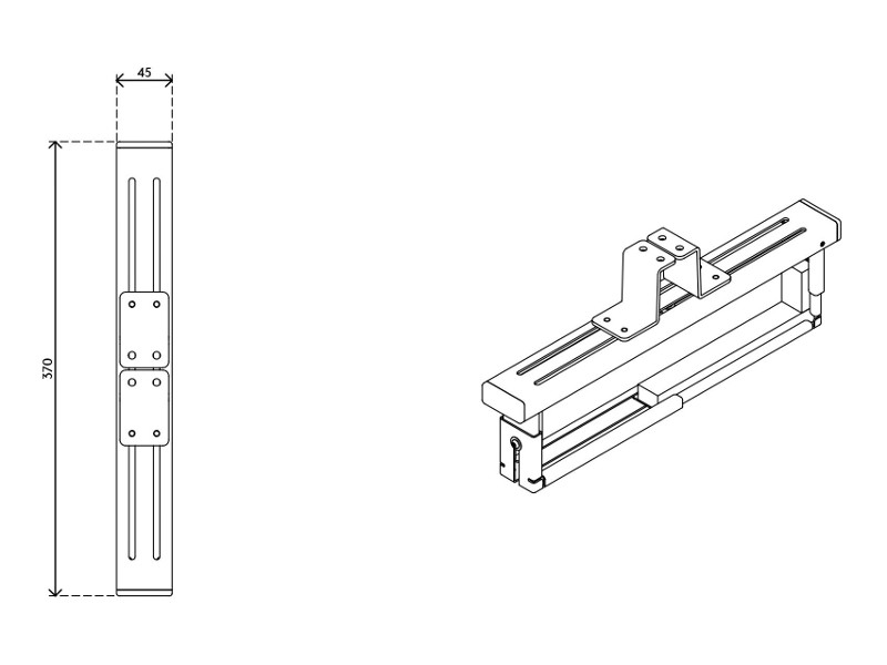 Dataflex Viewmate Untertisch PC Halter 32.362 Zeichnung