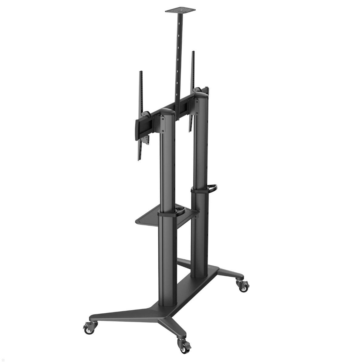 PureMounts PDS-0012C TV Ständer mit Rollen bis 90 Zoll, höhenverstellbar