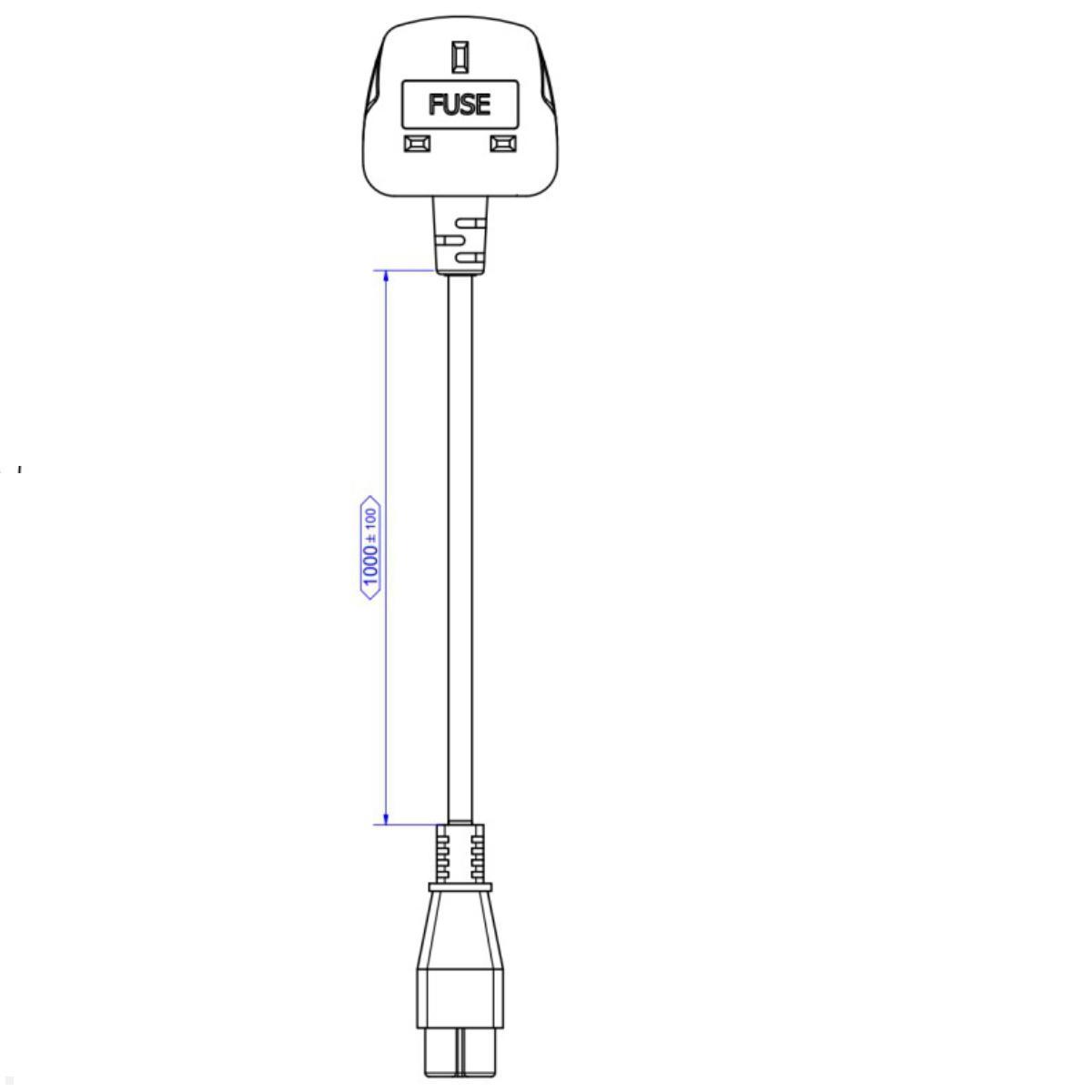 Bachmann Anschlusskabel Kabel IEC C5 Steckdose auf UK Stecker (304.1055), Skizze