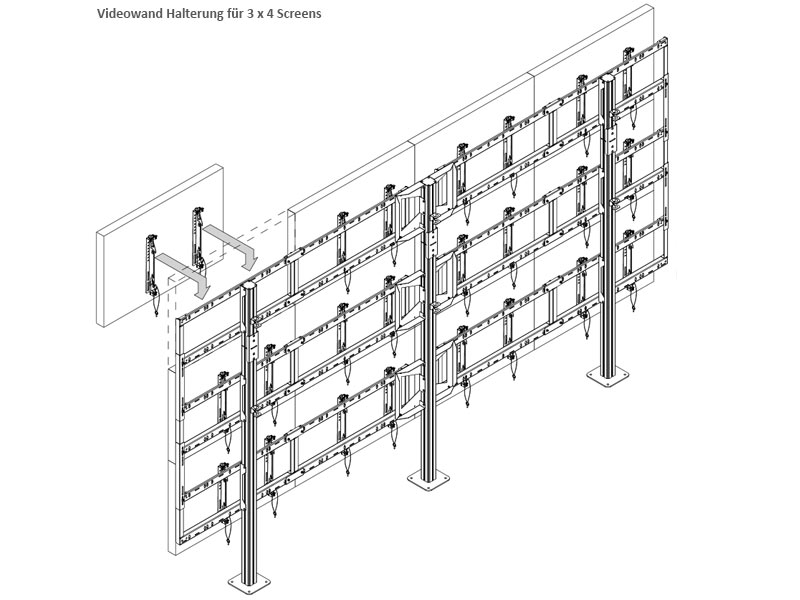 peerless Modulare Videowand-Standhalterung DS-S555-4X3 für 12 Screens