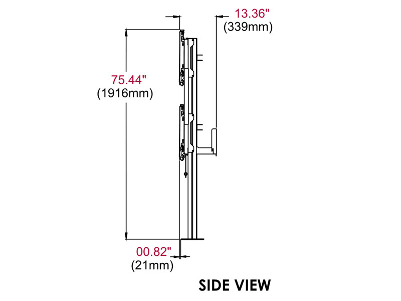 peerless Modulare Videowand-Standhalterung DS-S555-3X2 Seitenansicht