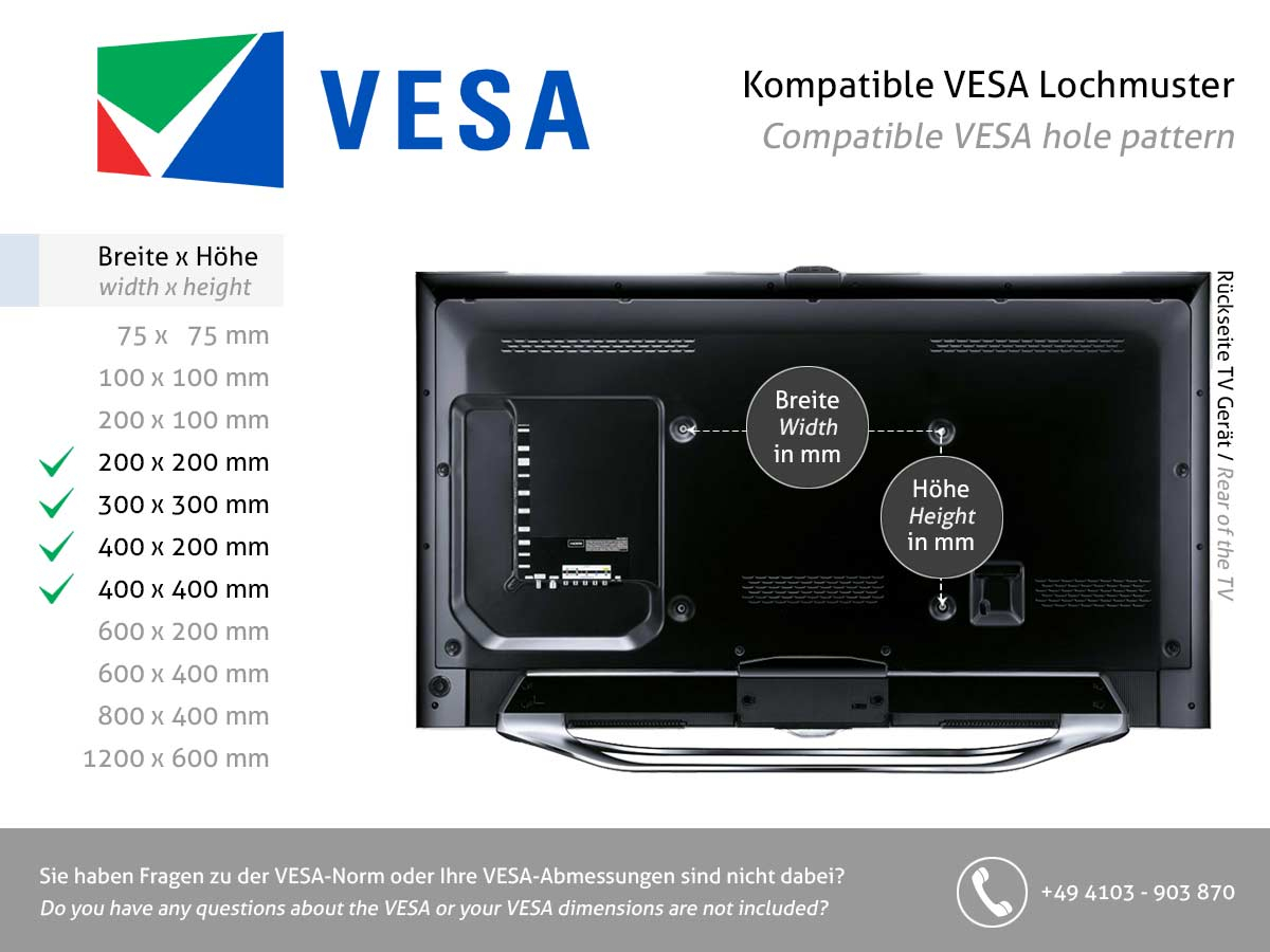 Erard STANDiT 400 bohrlose flache TV Wandhalterung 30-65 Zoll VESA Halterung