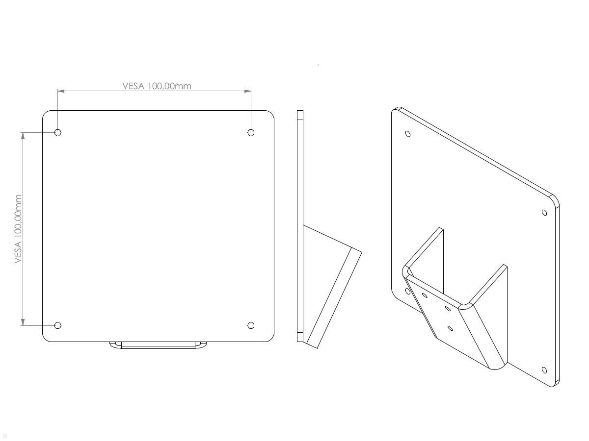 MonLines V058 VESA Adapter für Samsung S20A550H S23A550H S27A550H Maße