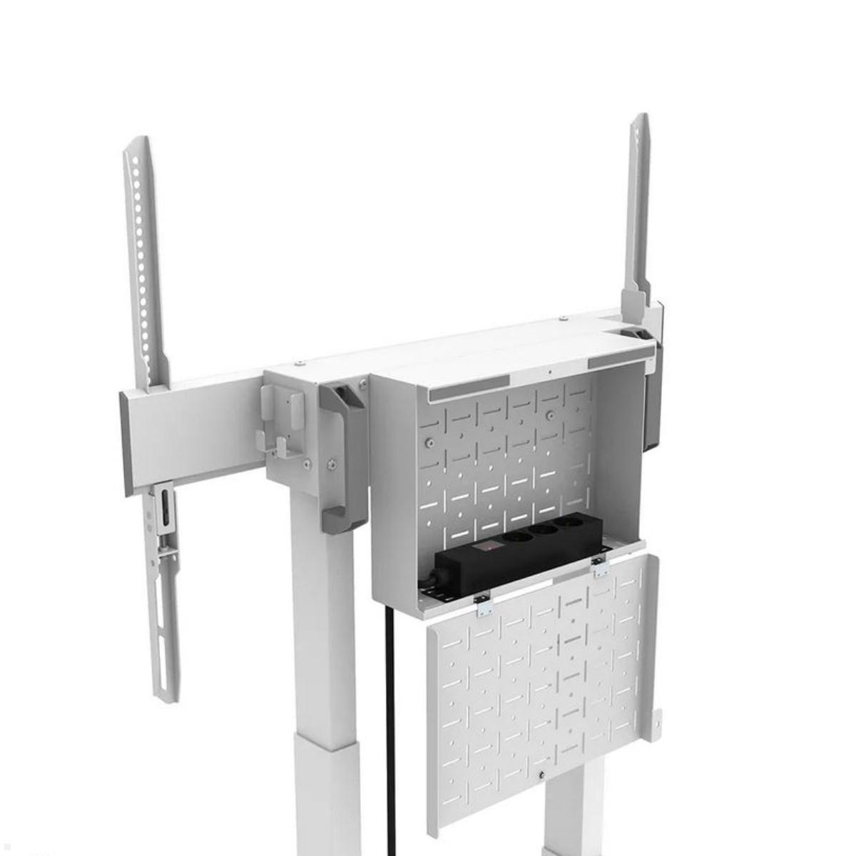 Neomounts FL55-875WH1 mobiler elektrischer Monitorständer 37 bis 100 Zoll, weiß Hardwarebox mit Kabelöffnung