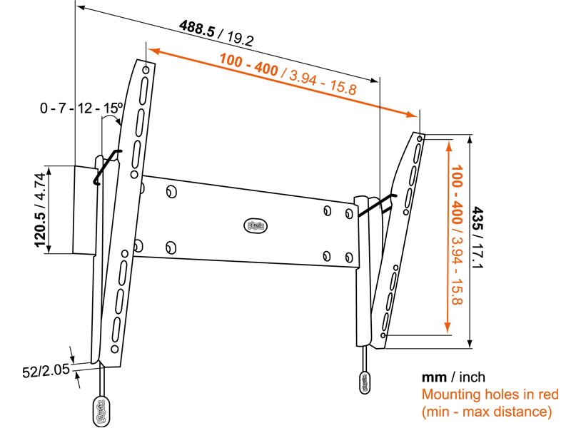 Vogels Base 15 M TV Wandhalterung 32 - 55 Zoll, Abmessungen