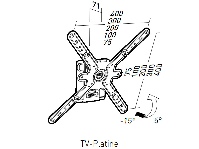 Erard CLIFF 400T neigbare Flachbildschirm Wandhalterung 30‘‘-55“ Zeichnung