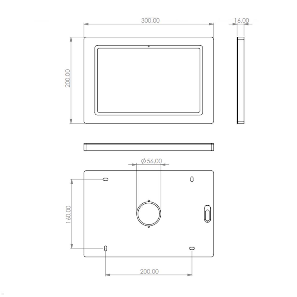 Tablet Wandhalterung Samsung Tab S8 TabLines TWH039S, Technische Zeichnung