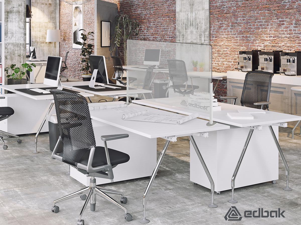 Edbak ProScreen Acrylglas Kassenbereich Schutzscheibe S, Standfuß Anwendungsbeispiel Office