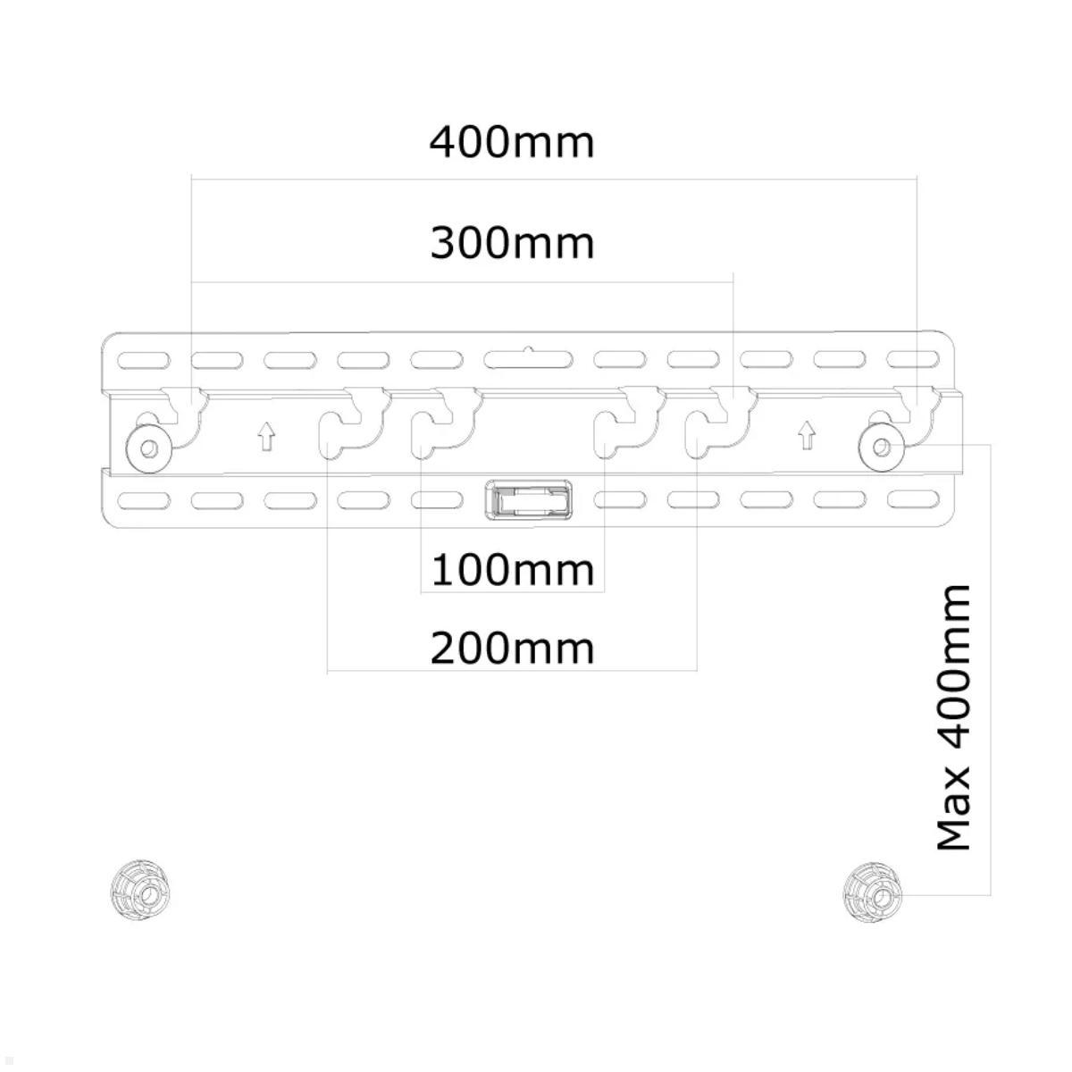 Neomounts LED-W040 flache Display Wandhalterung bis 52 Zoll, technische Zeichnung