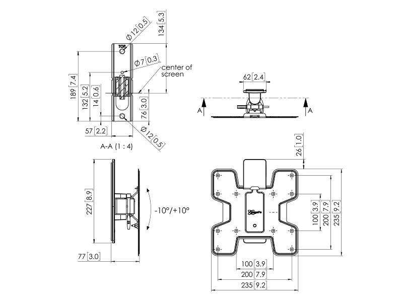 Vogels PFW 2020 flache Monitor Wandhalterung neigbar DS Maße