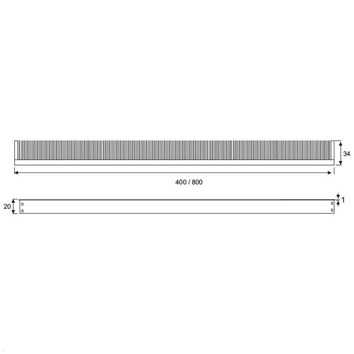 TecLines TKB005 Tisch Kabeldurchlass einseitige Bürstendichtung 400mm, schwarz technische Zeichnung