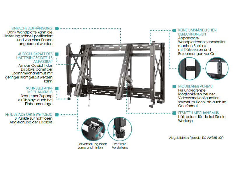 peerless DS-VW765-LQR Querformat Videowallhalter Funktionen