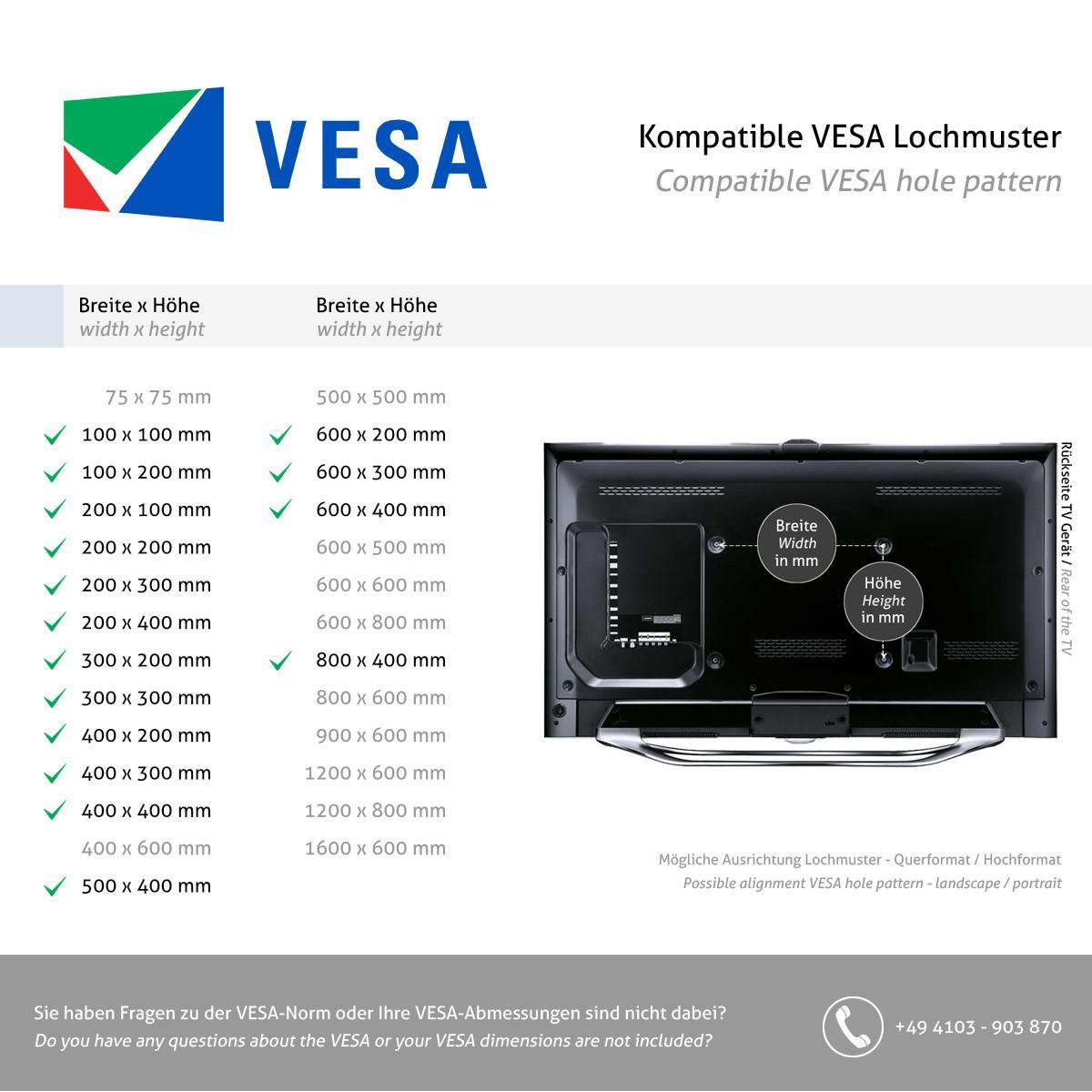 Neigbare TV Wandhalterung, Neomounts WL35-550BL18, VESA, VESA