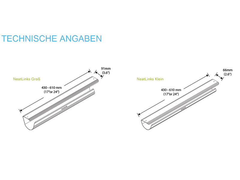 Humanscale Kabelmanagement NeatLinks NL17LG Maße