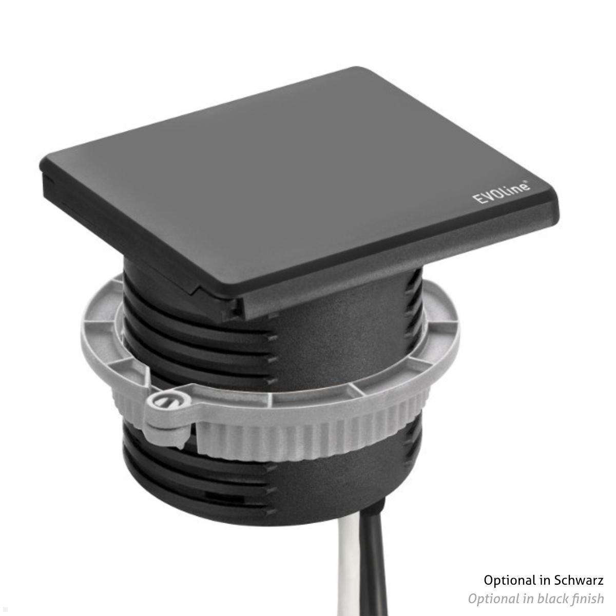 EVOline Square80 Einbausteckdose mit 2x USB Charger, Edelstahl Innovation auf kleinstem Raum