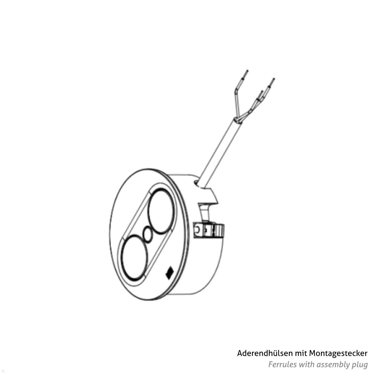 Bachmann TWIST 2 2x Steckdose, rund (946.008) silber, Zeichnung Stromeingang