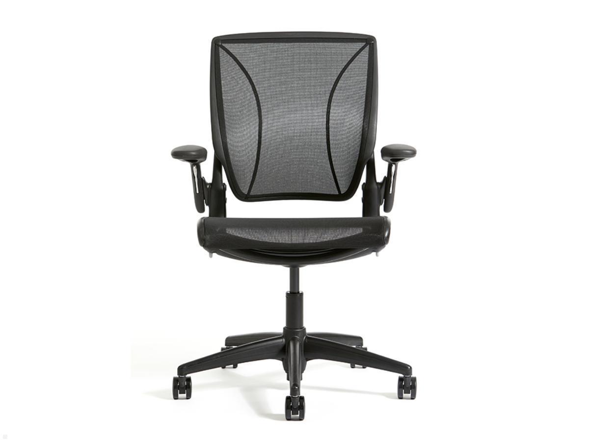 Humanscale Diffrient World ONE Chair Bürostuhl WLT1BR10R10-S, schwarz Vorderansicht