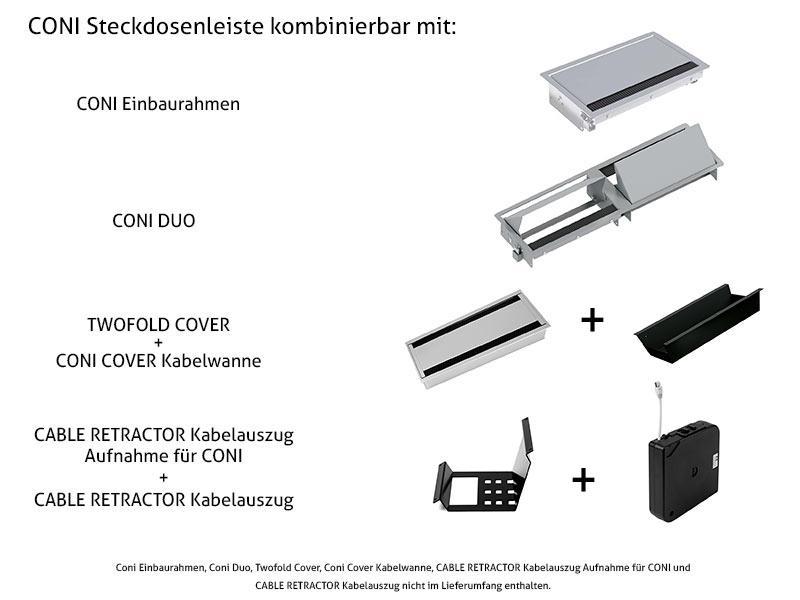 Bachmann CONI Modulträger, 3x Steckdosen rot/schwarz, 3x CM (912.024) Kombinationsmöglichkeiten