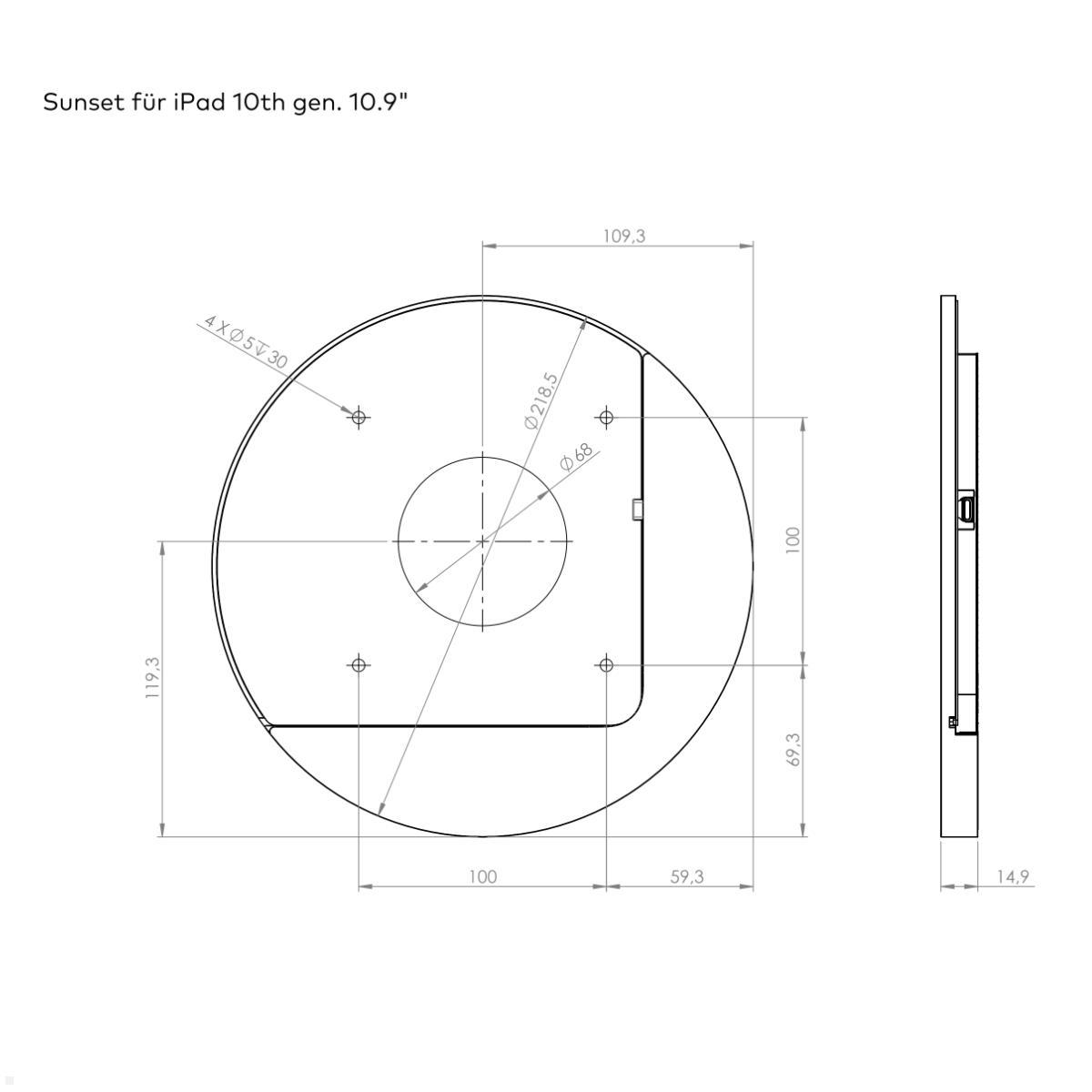 Displine Sunset Wall Apple iPad 10.9 (10.Gen) Wandhalter USB-C, technische Details