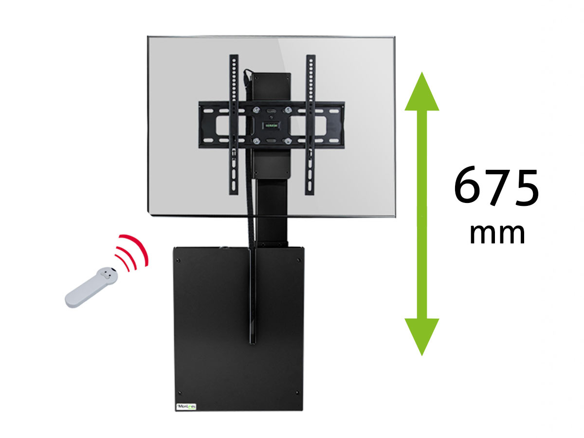 MonLines MLE675B TV Lift Wandhalterung elektrisch mit Einhausung, 675mm, schwarz