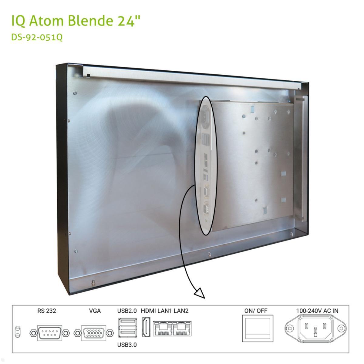 Distec BLO-Line A1 Brandschutz Monitor 24 Zoll IQ Atom Blende quer (DS-92-051Q) Anschlüsse