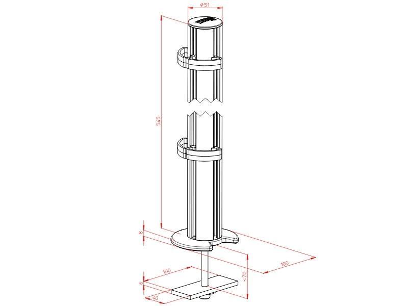 Novus TSS-Säule 545 Kabellochbefestigung (961+0439+000) Maße