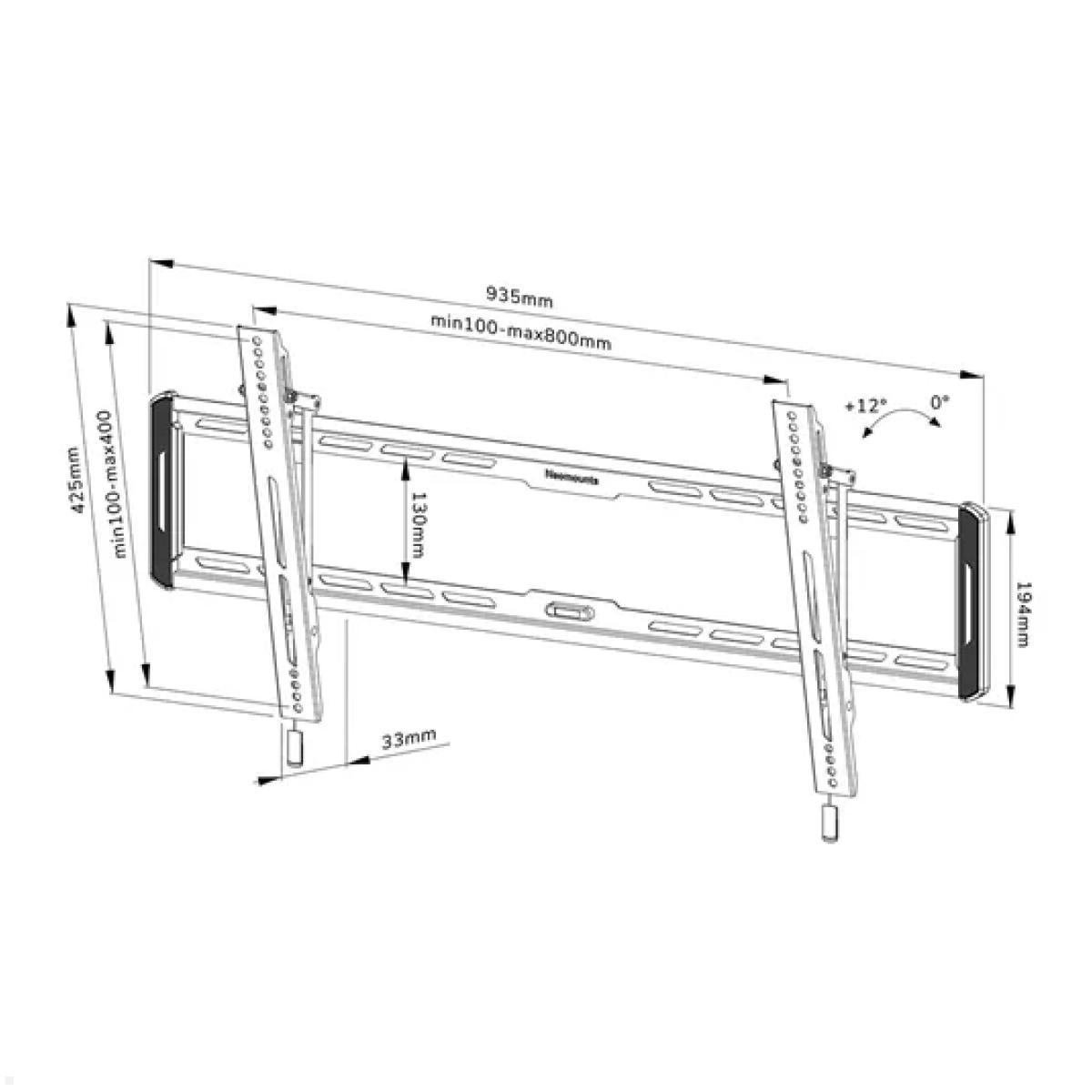 Neigbare TV Wandhalterung, Neomounts WL35-550BL18, VESA, Zeichnung