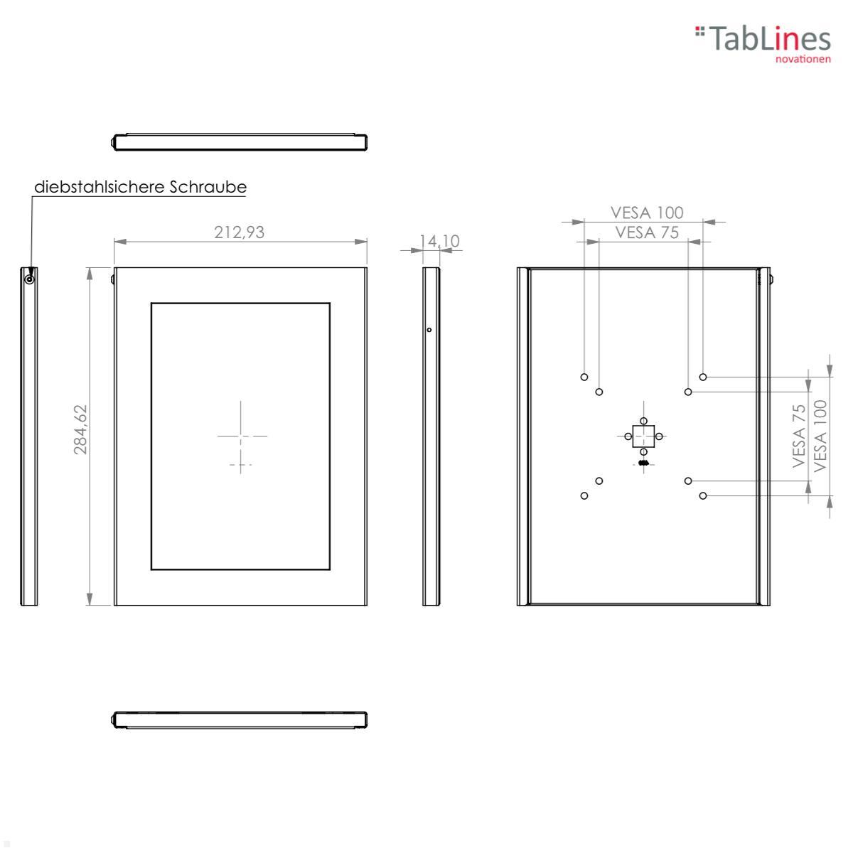 TabLines TSG106W Tablet Schutzgehäuse für Microsoft Surface Go 4, weiß technische Zeichnung