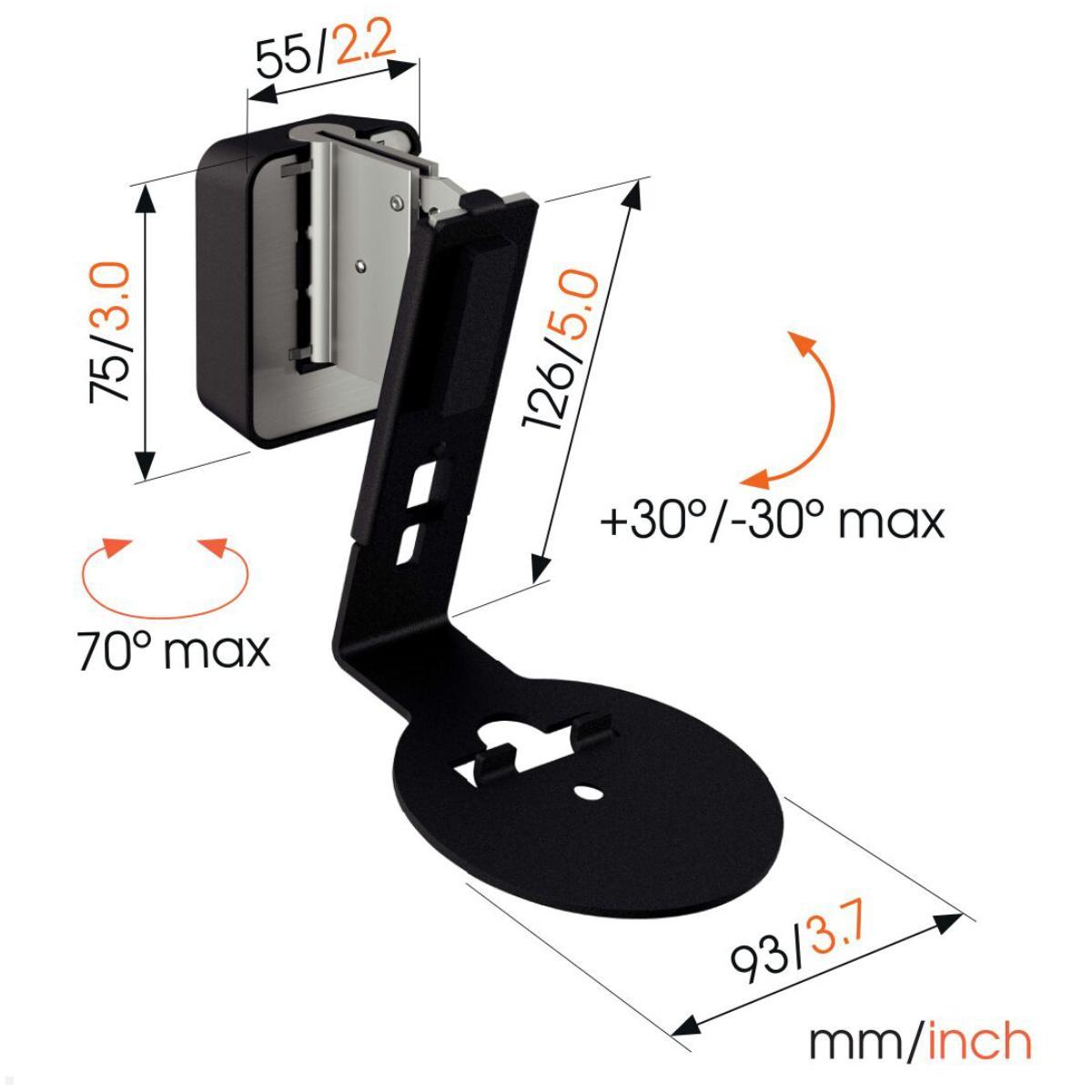 Vogels SWM 4111B Lautsprecher Wandhalterung für Sonos Era 100, schwarz, Maße