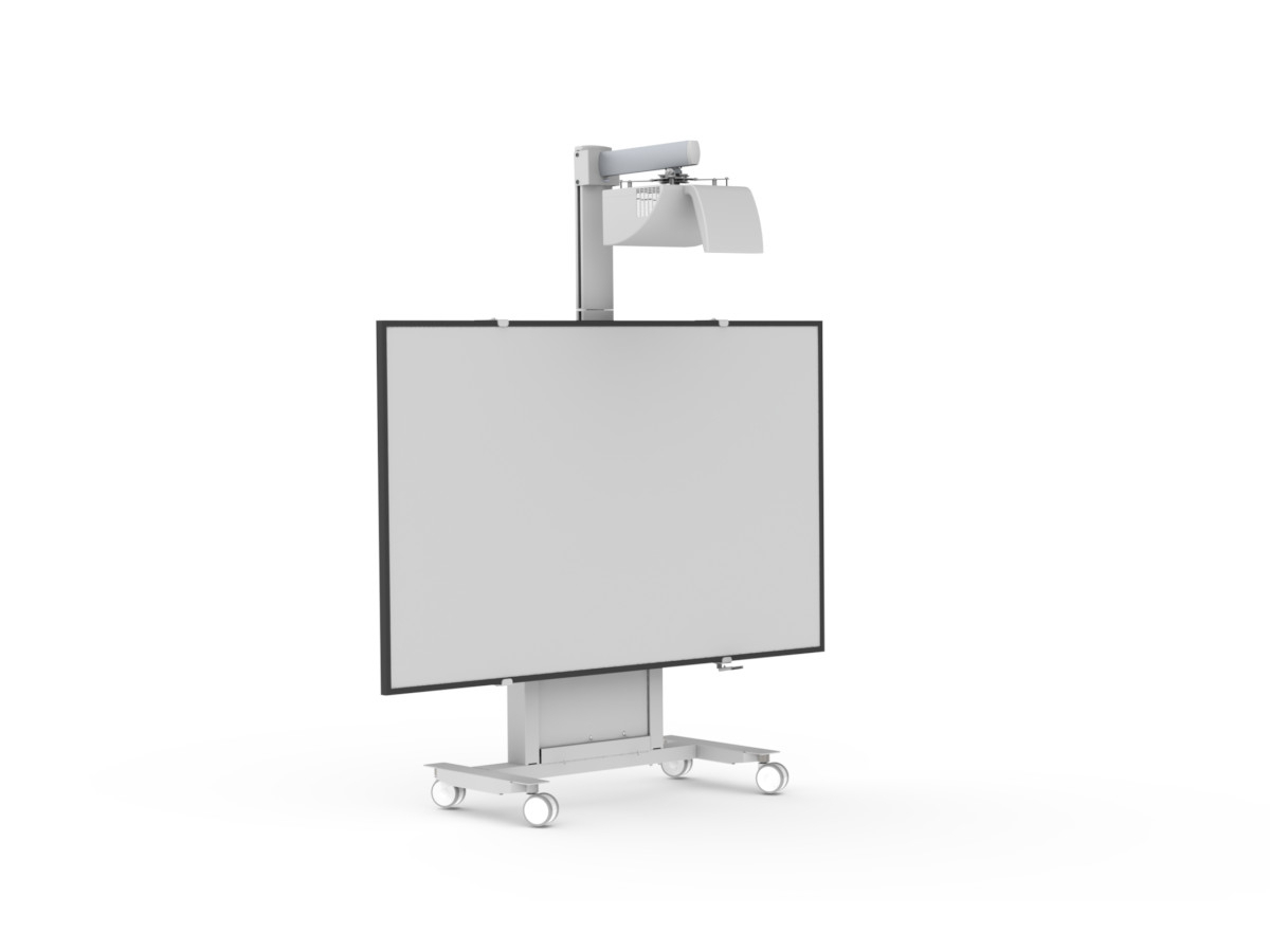 SMS Whiteboard Ständer mit elektrischer Höhenverstellung (C630001-4C) weiß Anwendung mit Whiteboard