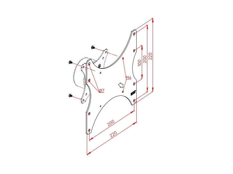 Novus Vesa Adapter Erweiterung 75/100 auf 200x200 (795+9065+000) Maße