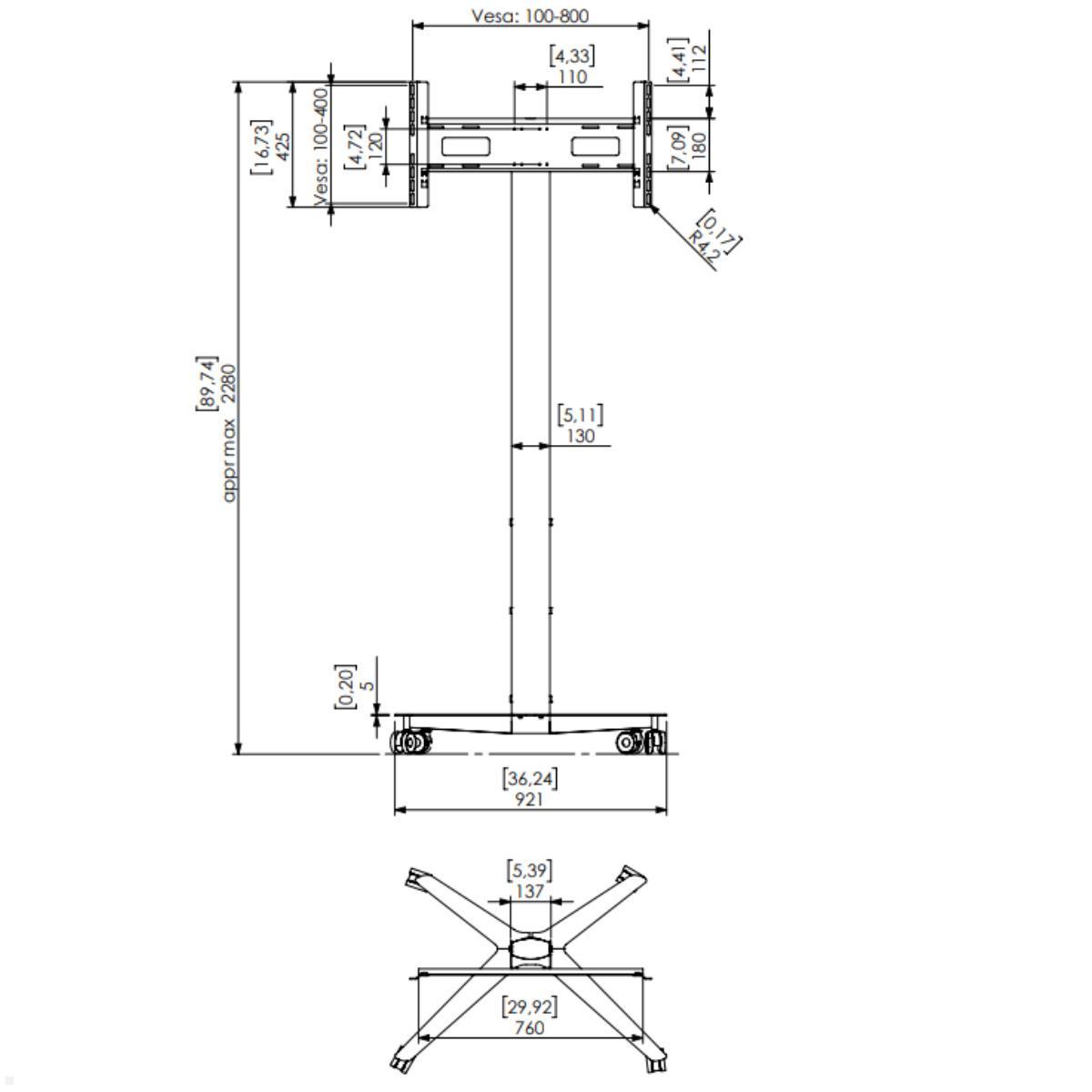 SMS Messekit mobiler Monitorständer Icon FH MT 2000 EU (2-teilig) ohne Case, Skizze