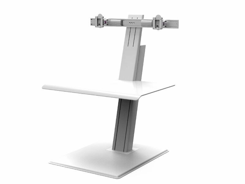 Humanscale QuickStand Eco Dual Steh-Sitz Arbeitsplatz, weiß Befestigung von 2 Monitoren