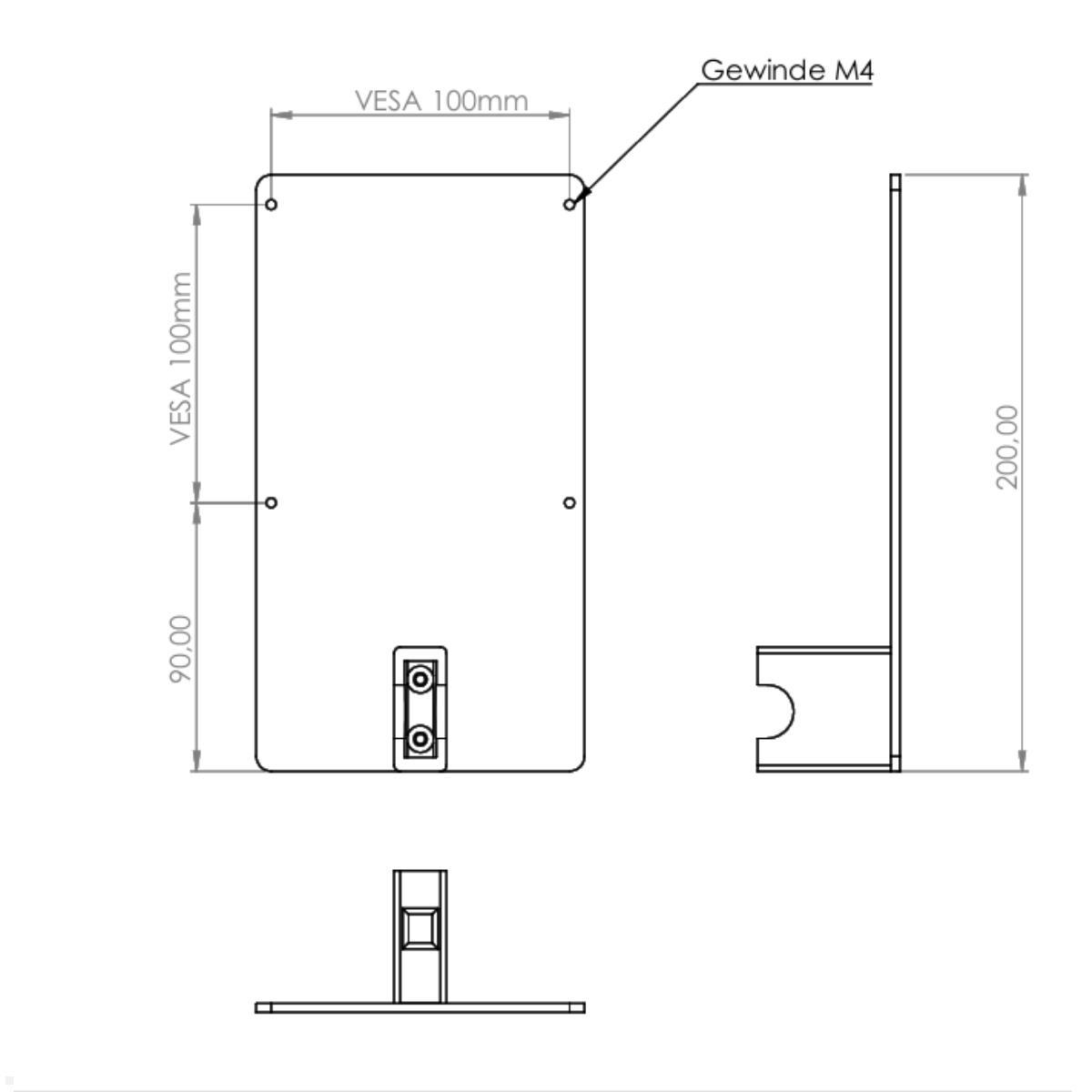 VESA Adapter HP M24F M27F - MonLines V079, Technische Zeichnung