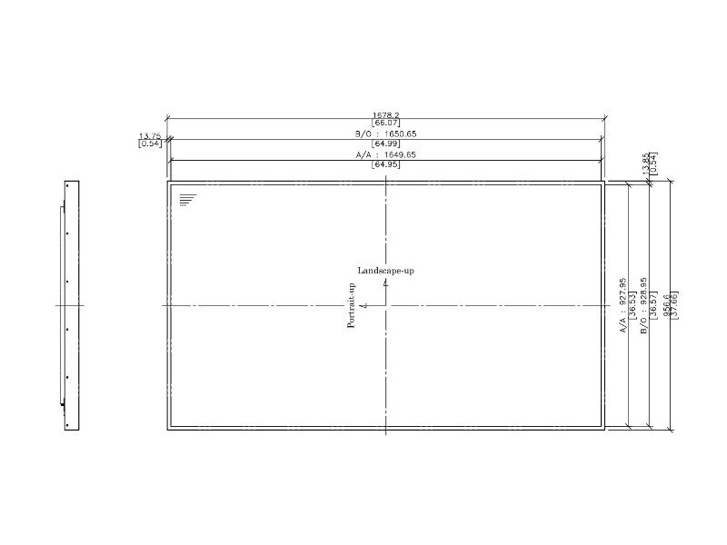 Hyundai D75XMNG Indoor Monitor 75" UHD(4K) Maße