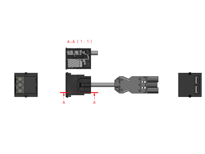 Bachmann Custom Modul USB Doppel-Charger 917.224 Zeichnung