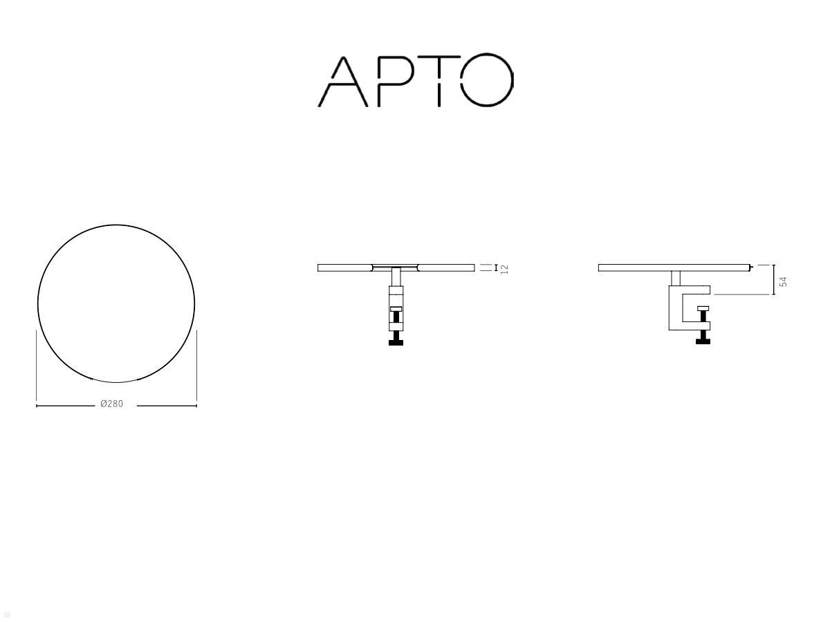 APTO Round Table Ablageboard 28cm Durchmesser mit Tischklemme, marineblau technische Zeichnung