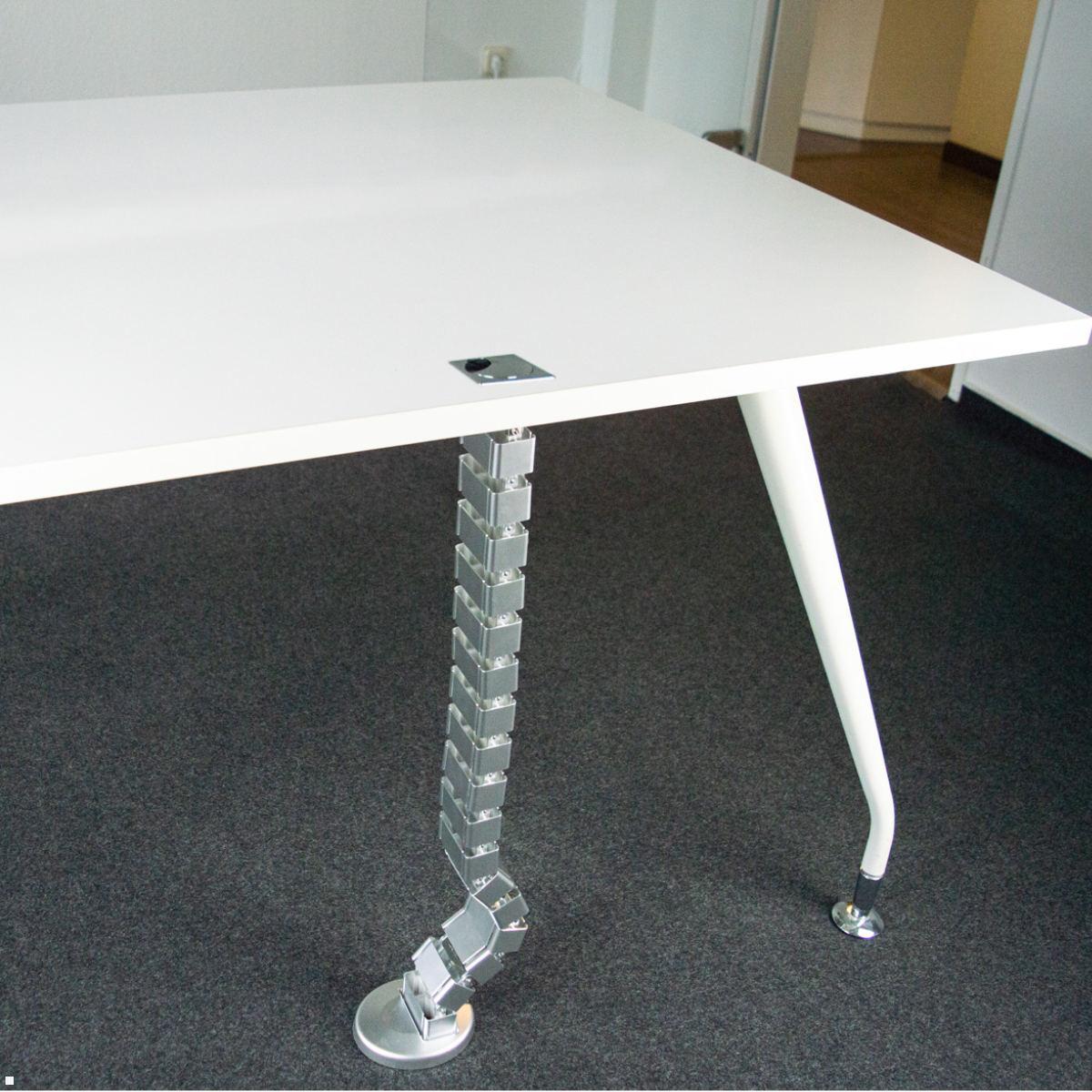 TecLines TKF001S Kabelführung für Steh-Sitz Tisch 128,5 cm, silber Anwendungsbeispiel