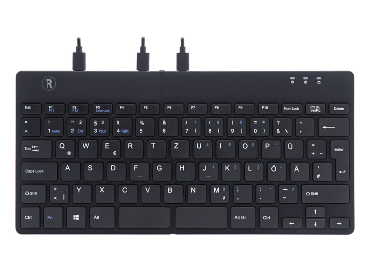 R-Go Split ergonomische Tastatur QWERTZ (DE) RGOSP-DEWIBL, schwarz geschlossen