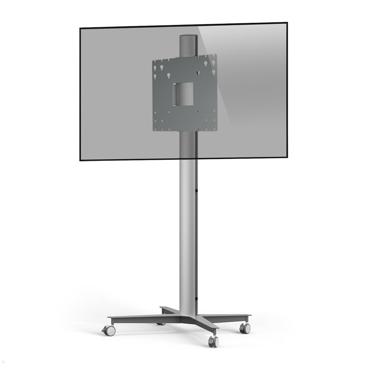 SMS Icon FH MT 2000 C Mobiler Monitorständer mit VESA Adapter bis 400x400 mm, silber 3er Steckdose in der Säule integriert