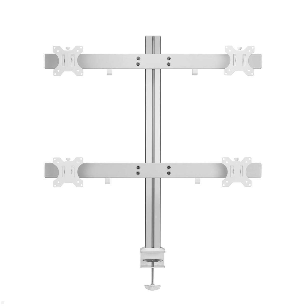 MonLines MTH012 2+2 Monitor Tischhalterung für 4 Monitore, silber Vorderansicht