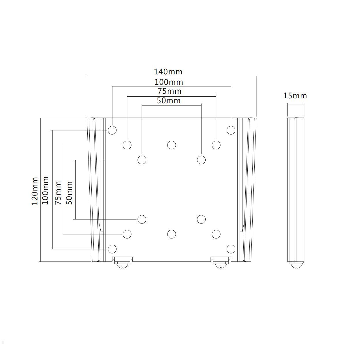 Neomounts FPMA-W25BLACK flache Monitor Wandhalterung, Maße