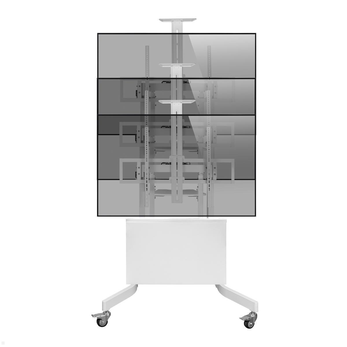 MonLines MBS016W Elektrischer Monitorständer mit Ablage / Kabelaufroller Box bis 98Zoll, höhenverstellbar