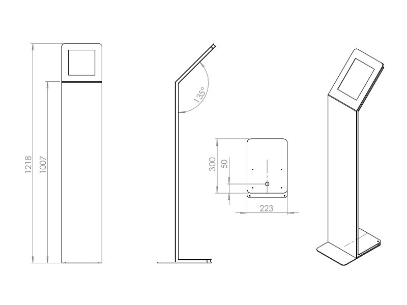 TabLines TBS038 Design Tabletständer hoch Apple iPad Pro 9.7 Zeichnung