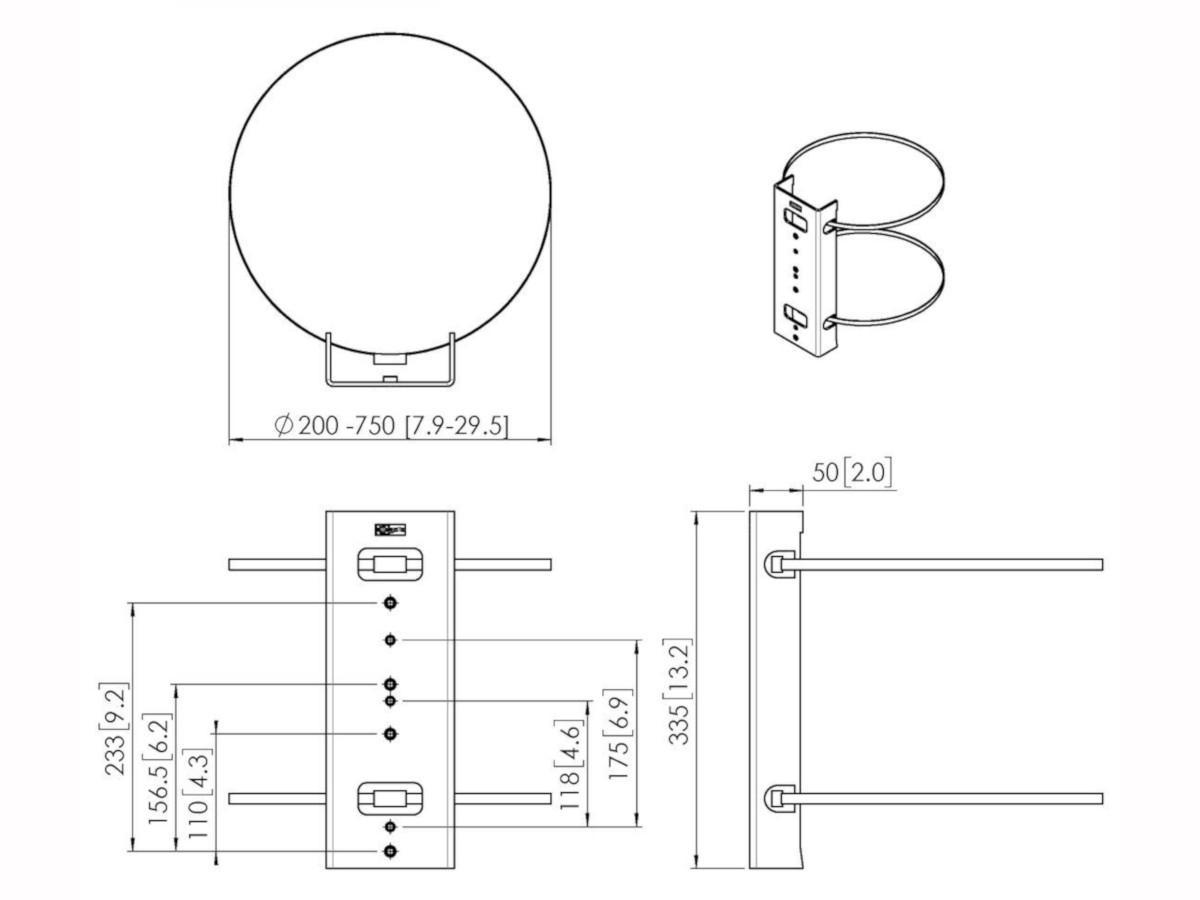 Vogels Connect-it PFA 9145 Säulenklammer Maße