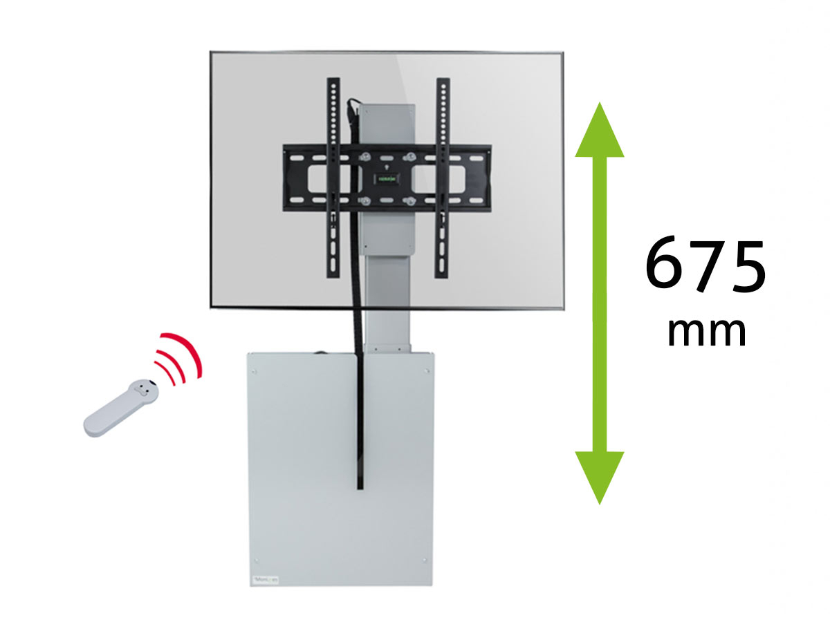 MonLines MLE675S myTVLift Wandhalterung elektrisch mit Einhausung, 675mm, silber