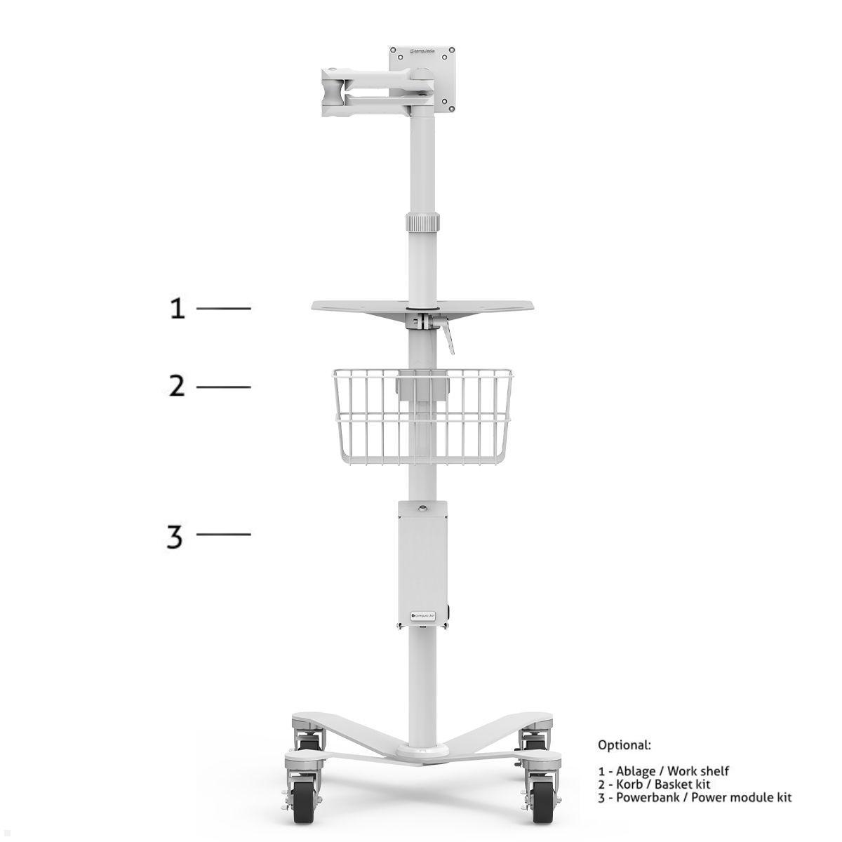 Schwenkarm Monitorwagen Compulocks MCRSTDEXW, weiß, Zubehör Rückseite
