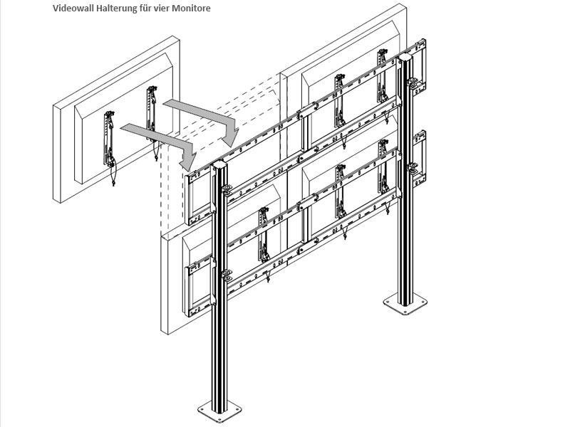 peerless Modulare Videowand-Standhalterung DS-S560-2X2 Videowand aus vier Screens